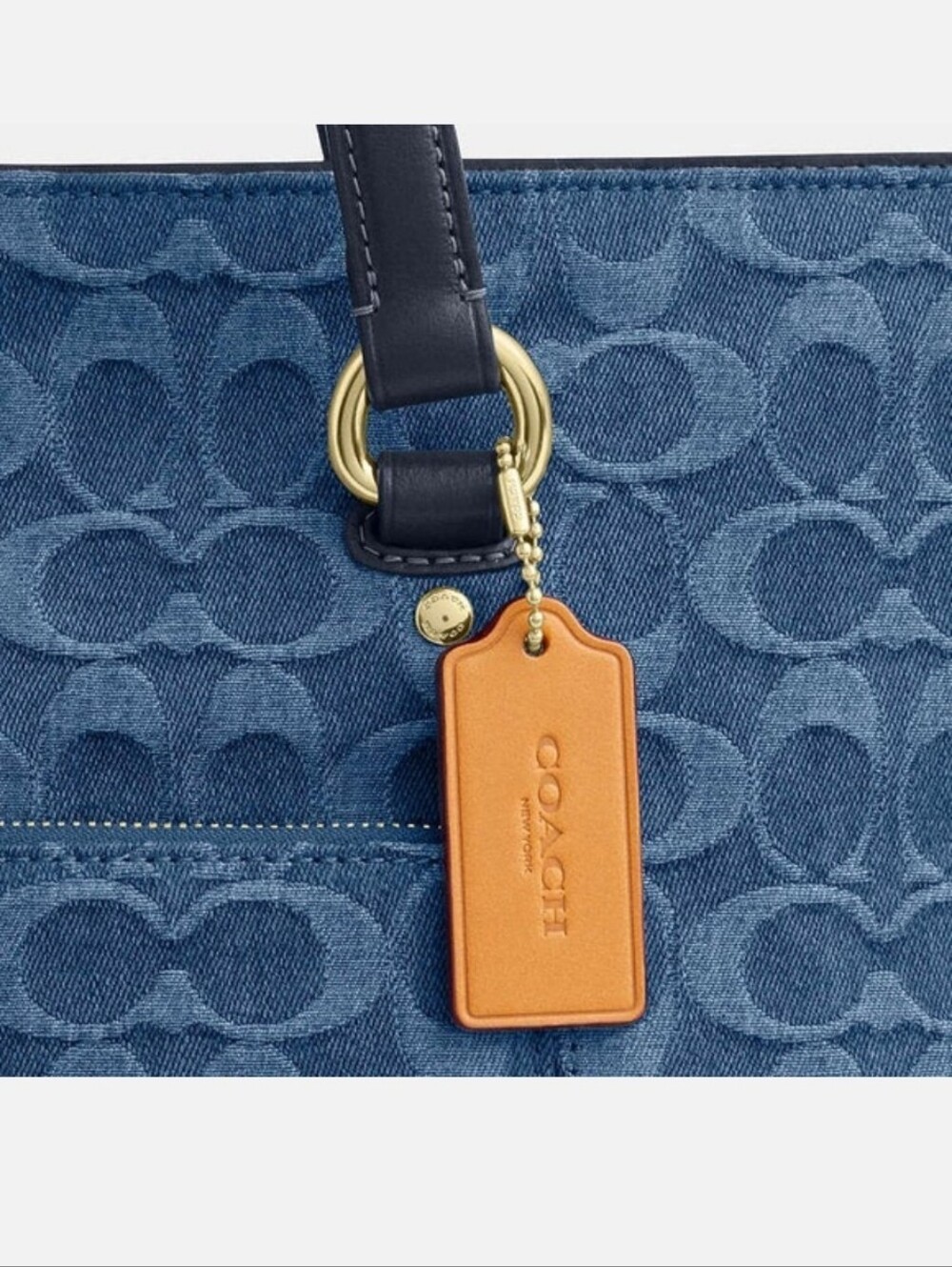 Coach Station Tote Denim Blue Signature Tote - Picture 4 of 6